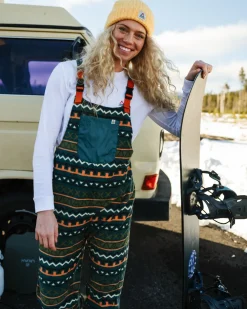 Passenger Dungarees & Pants|Best Sellers>Ace Recycled Polar Fleece Dungarees Retro Geo Mediterranean