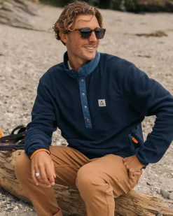 Floris van Bommel Fleece|Fleece>Adrift Recycled Polar Fleece Deep Navy