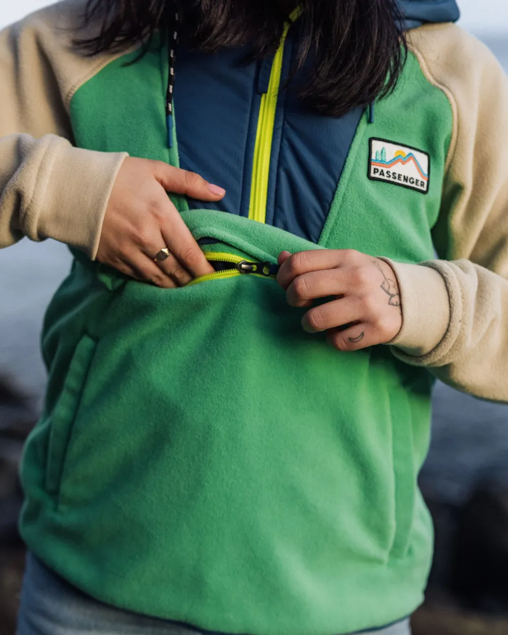 Passenger Fleece|Fleece>Alexander Recycled Polar Hooded Fleece Green Spruce