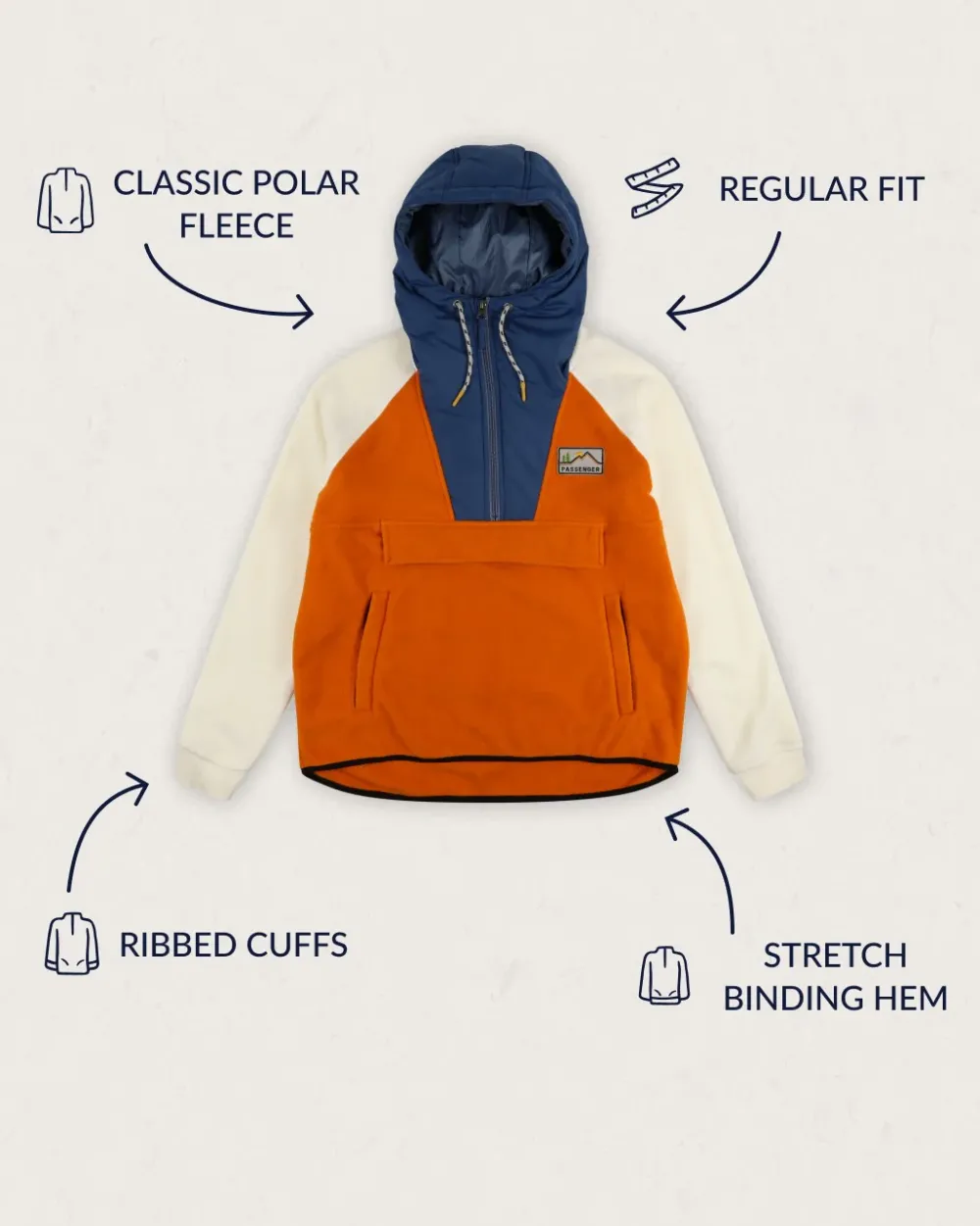 Passenger Winter Road Trip Essentials|Best Sellers>Alexander Recycled Polar Hooded Fleece Sunrise Orange