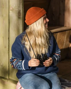 Passenger Knitwear|Women's Outlet>Ambiance Recycled Knitted Jumper Homespun Stripe Navy