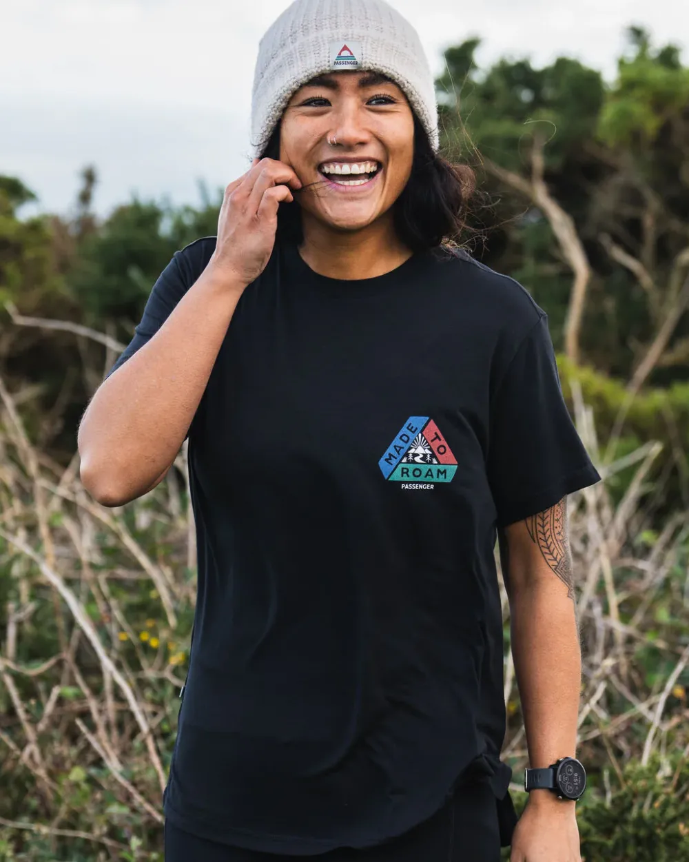 Passenger Tops & T-Shirts|Activewear>Aurora Recycled Active T-Shirt Black