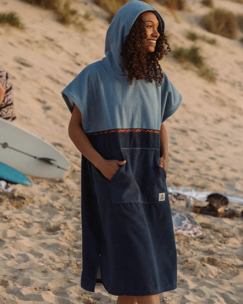 Floris van Bommel Surf Accessories|Surf Accessories>Baja Recycled Towel Poncho Provincial Blue/ Dark Denim