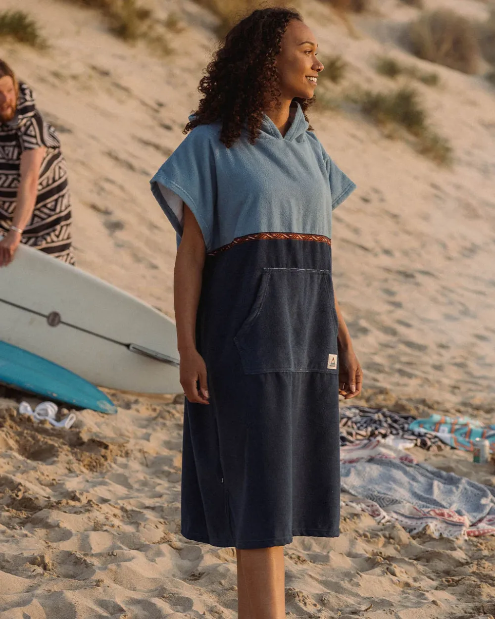 Floris van Bommel Surf Accessories|Surf Accessories>Baja Recycled Towel Poncho Provincial Blue/ Dark Denim