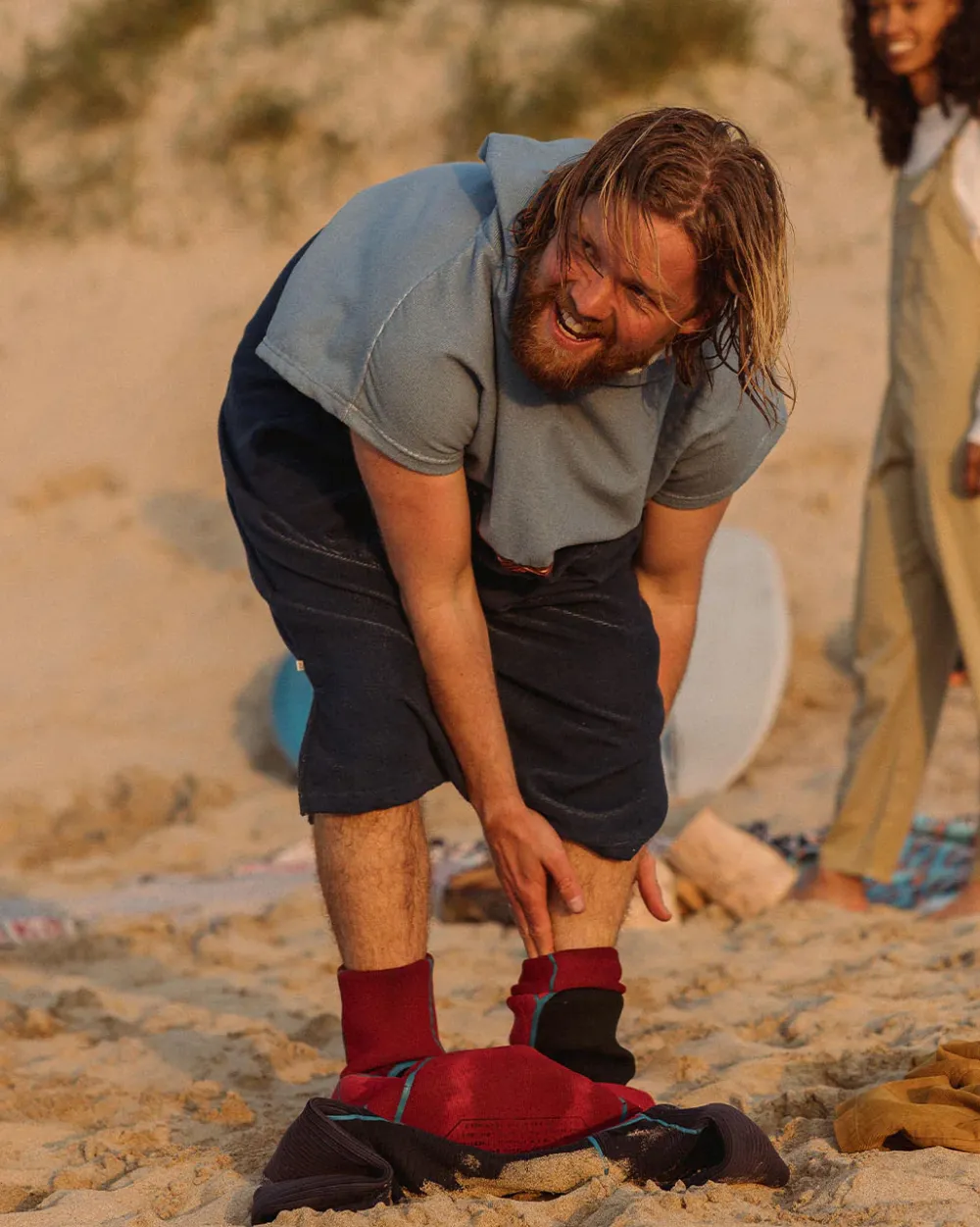 Floris van Bommel Surf Accessories|Surf Accessories>Baja Recycled Towel Poncho Provincial Blue/ Dark Denim