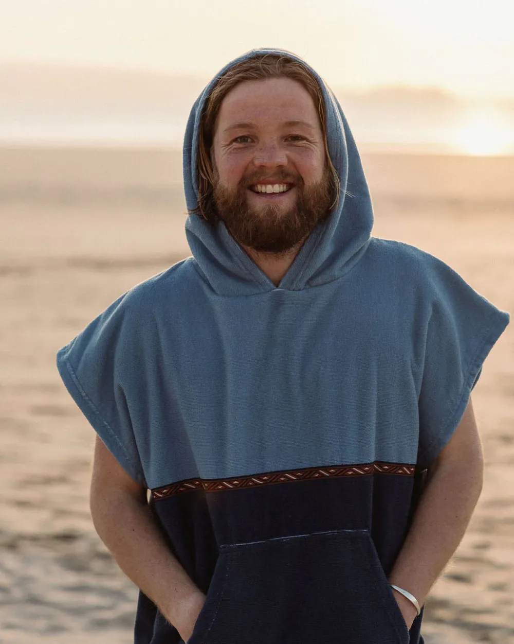 Floris van Bommel Surf Accessories|Surf Accessories>Baja Recycled Towel Poncho Provincial Blue/ Dark Denim