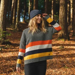 Passenger Knitwear|Women's Outlet>Bay Knitted Jumper Charcoal Stripe