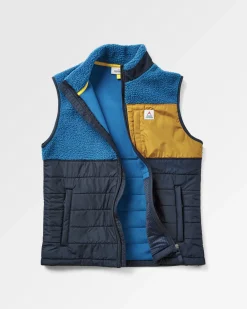 Floris van Bommel Fleece|Fleece>Born Explorer Recycled Polar-Lined Sherpa Vest Blue Steel