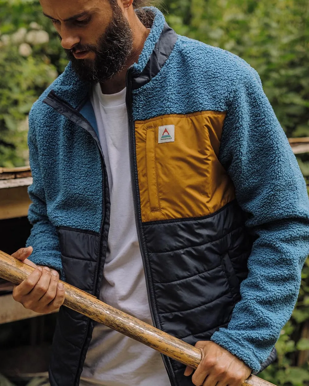 Floris van Bommel Fleece|Fleece>Born Explorer Recycled Polar-Lined Sherpa Fleece Blue Steel
