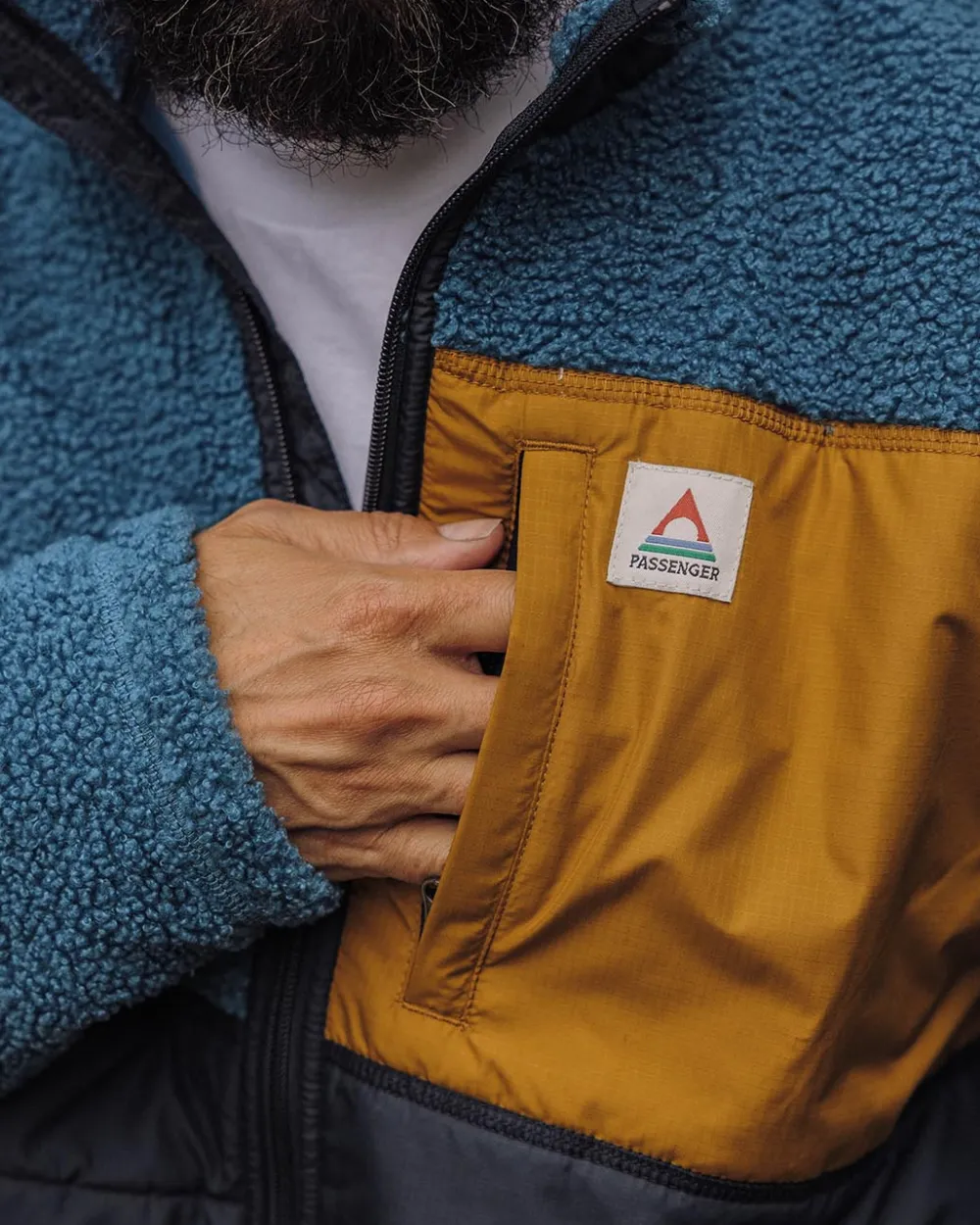 Floris van Bommel Fleece|Fleece>Born Explorer Recycled Polar-Lined Sherpa Fleece Blue Steel