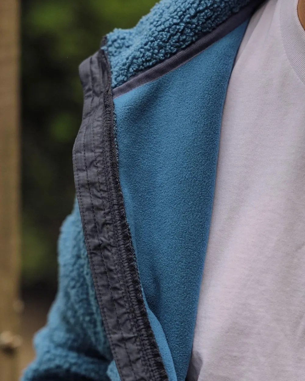 Floris van Bommel Fleece|Fleece>Born Explorer Recycled Polar-Lined Sherpa Fleece Blue Steel