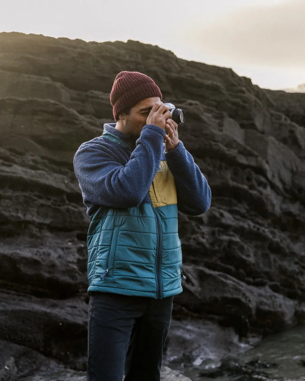 Floris van Bommel Fleece|Fleece>Born Explorer Recycled Polar-Lined Sherpa Fleece Dark Denim