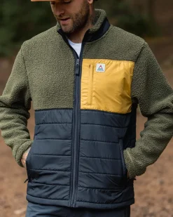 Floris van Bommel Fleece|Fleece>Born Explorer Recycled Polar-Lined Sherpa Fleece Khaki