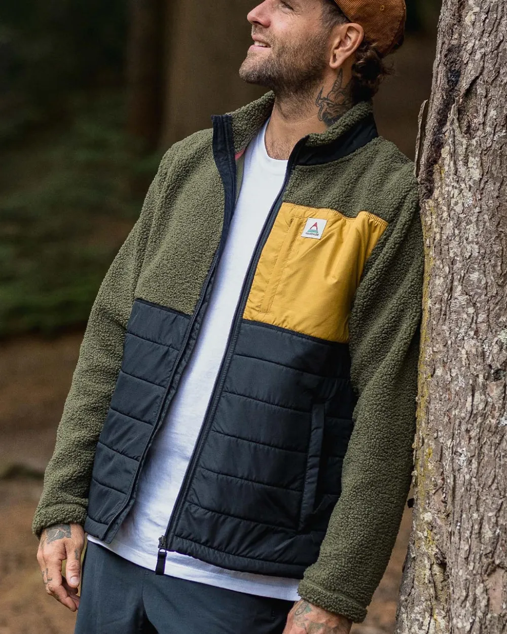 Floris van Bommel Fleece|Fleece>Born Explorer Recycled Polar-Lined Sherpa Fleece Khaki