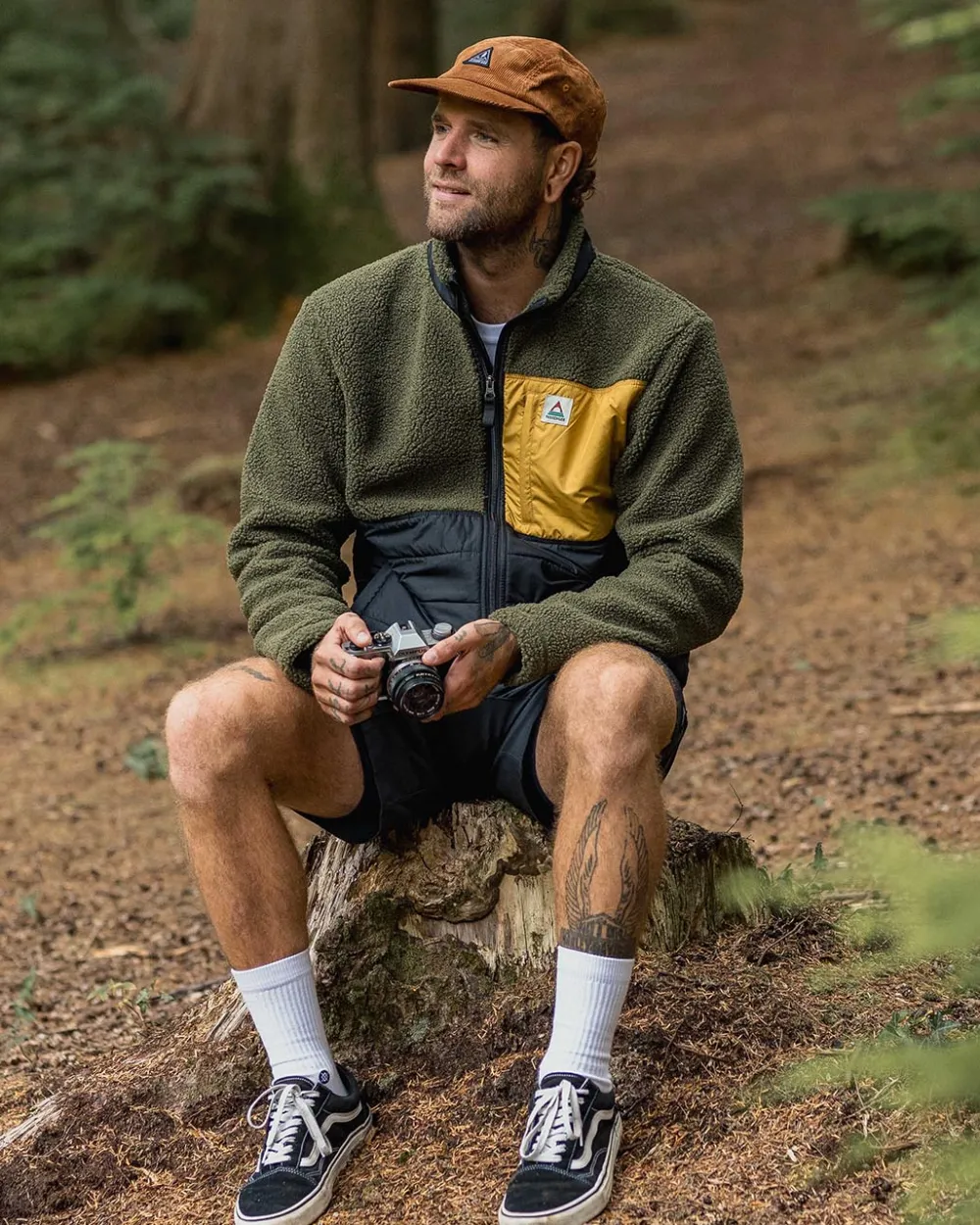 Floris van Bommel Fleece|Fleece>Born Explorer Recycled Polar-Lined Sherpa Fleece Khaki