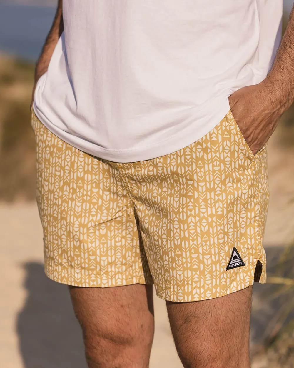 Floris van Bommel Shorts|Men's Outlet>Cali Recycled Swim Short Mustard Mini Geo