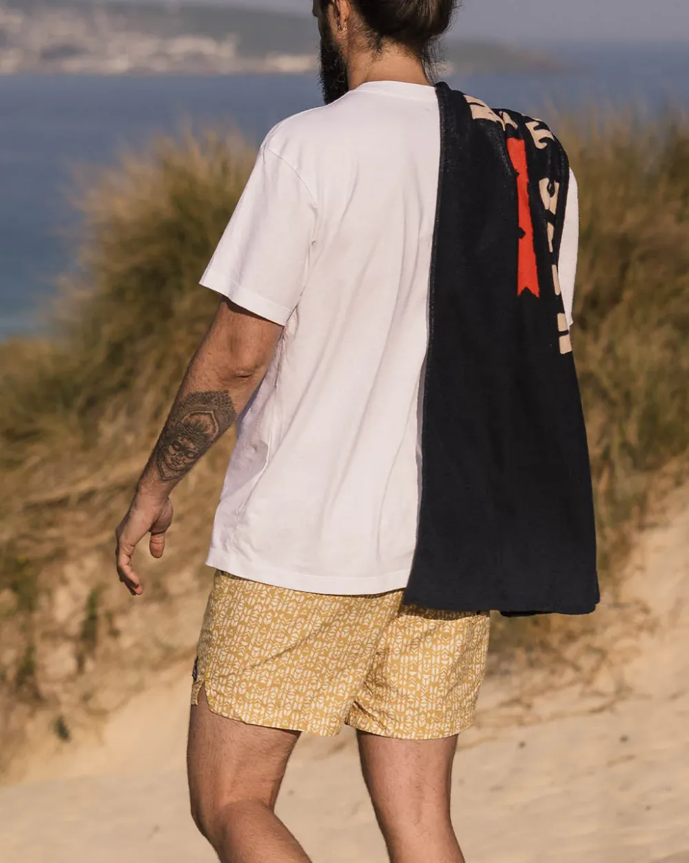 Floris van Bommel Shorts|Men's Outlet>Cali Recycled Swim Short Mustard Mini Geo