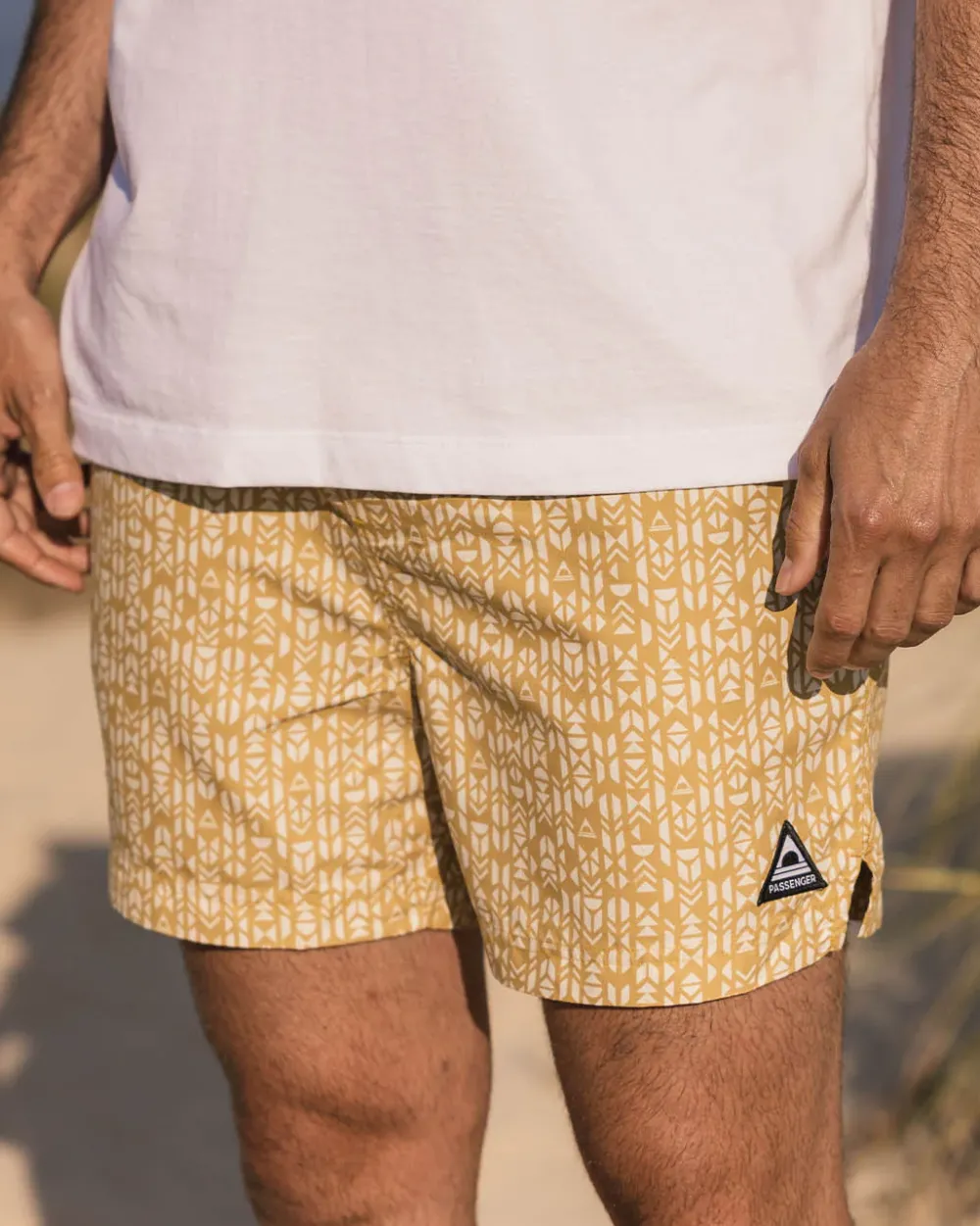 Floris van Bommel Shorts|Men's Outlet>Cali Recycled Swim Short Mustard Mini Geo