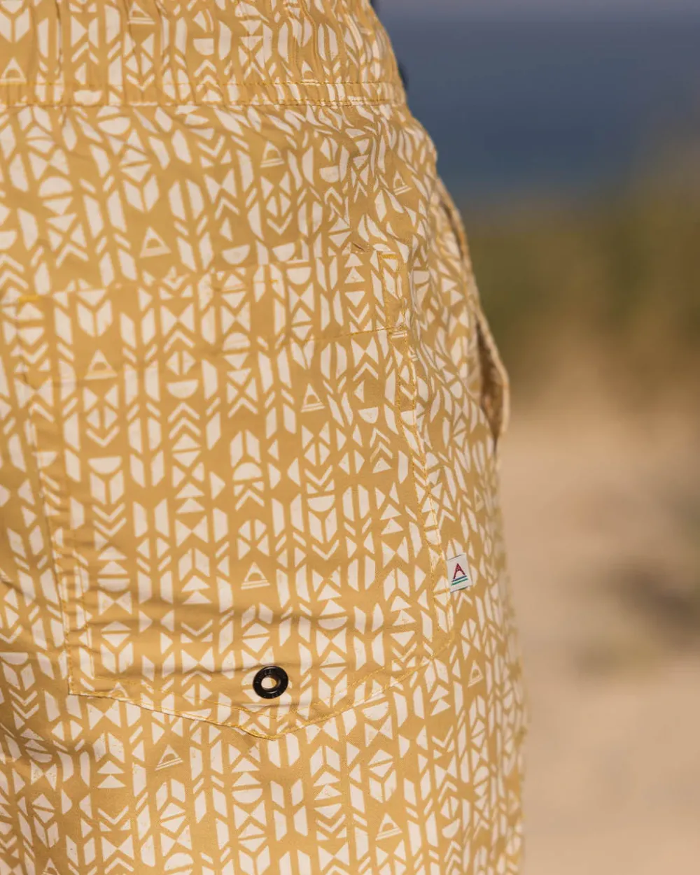 Floris van Bommel Shorts|Men's Outlet>Cali Recycled Swim Short Mustard Mini Geo