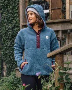 Passenger Fleece|Fleece>Calla Hooded Recycled Polar-Lined Fleece Washed Blue