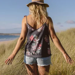 Passenger Tank Tops|Tops & T-Shirts>Cascade Cami Black Flower Burst