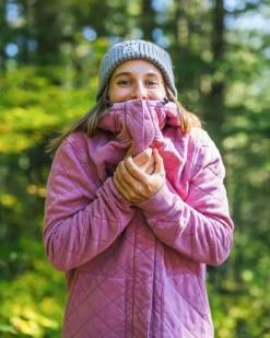 Passenger Hoodies & Sweatshirts>Clementine Recycled Quilted Popper Up Hoodie Mauve Haze