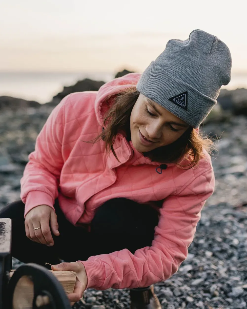 Passenger Hoodies & Sweatshirts|Activewear>Clementine Recycled Quilted Popper Up Hoodie Shell Pink