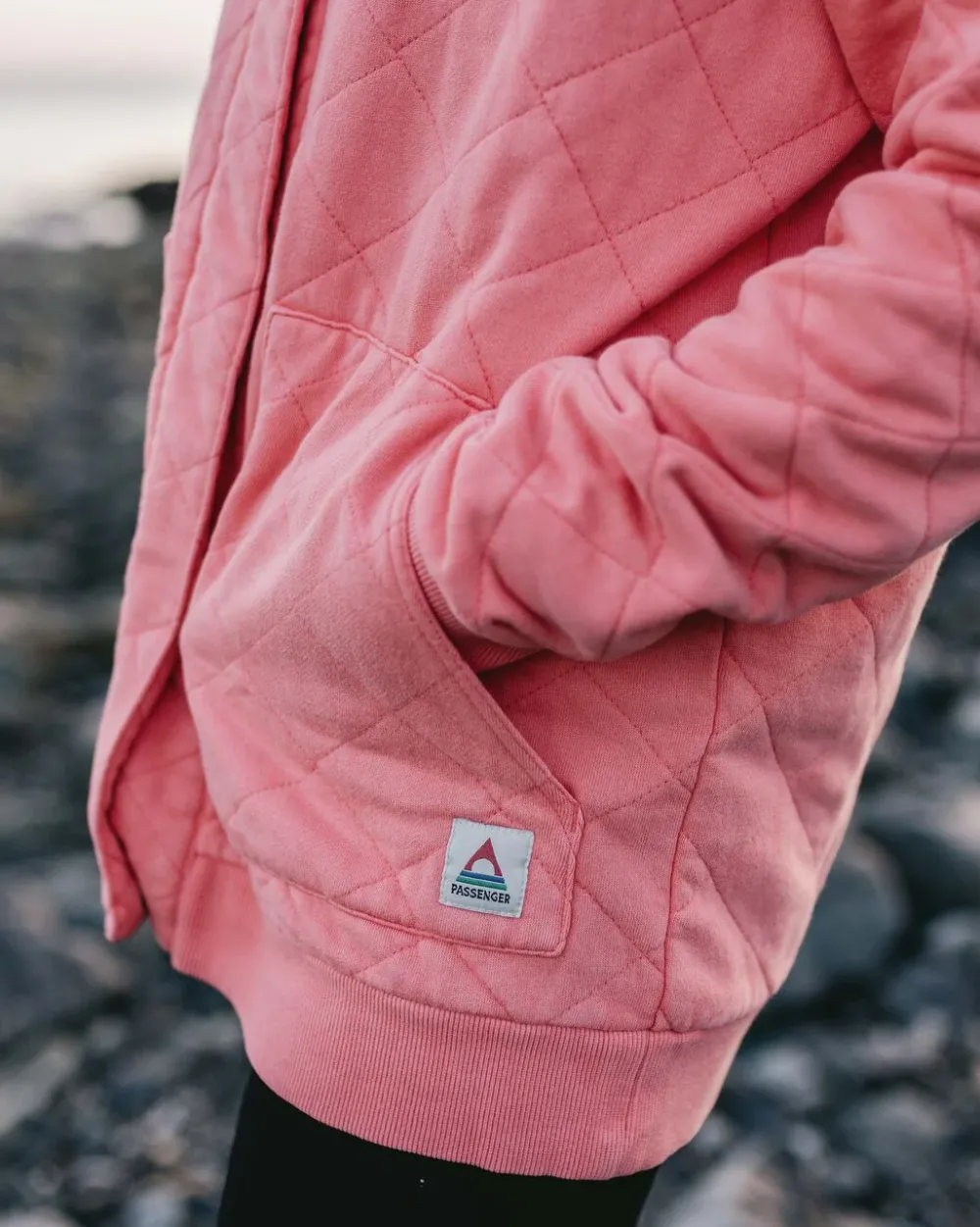 Passenger Hoodies & Sweatshirts|Activewear>Clementine Recycled Quilted Popper Up Hoodie Shell Pink