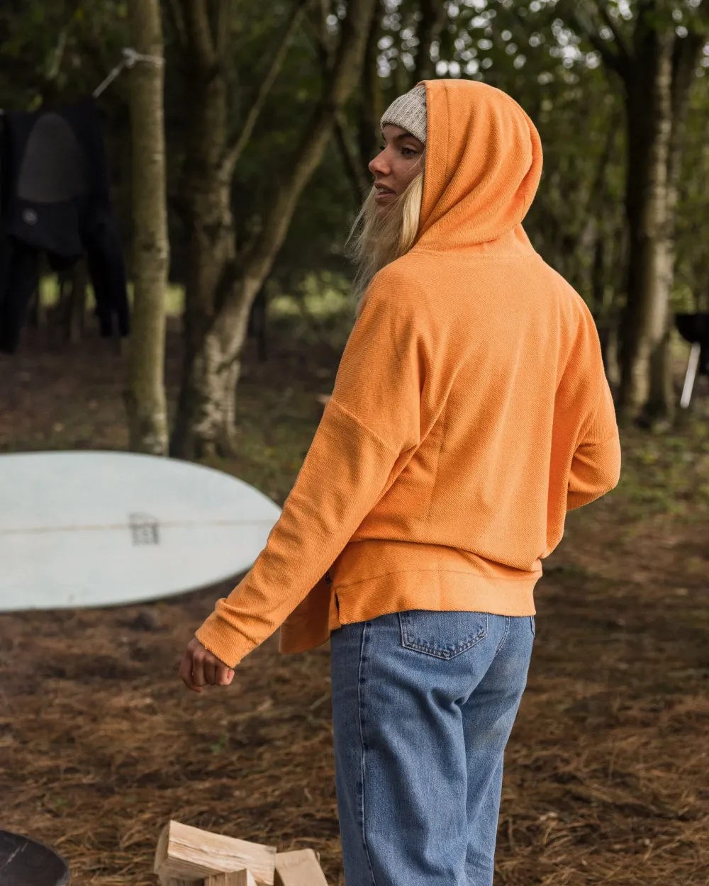 Passenger Hoodies & Sweatshirts|Women's Outlet>Clove Organic Cotton Textured Hoodie Apricot