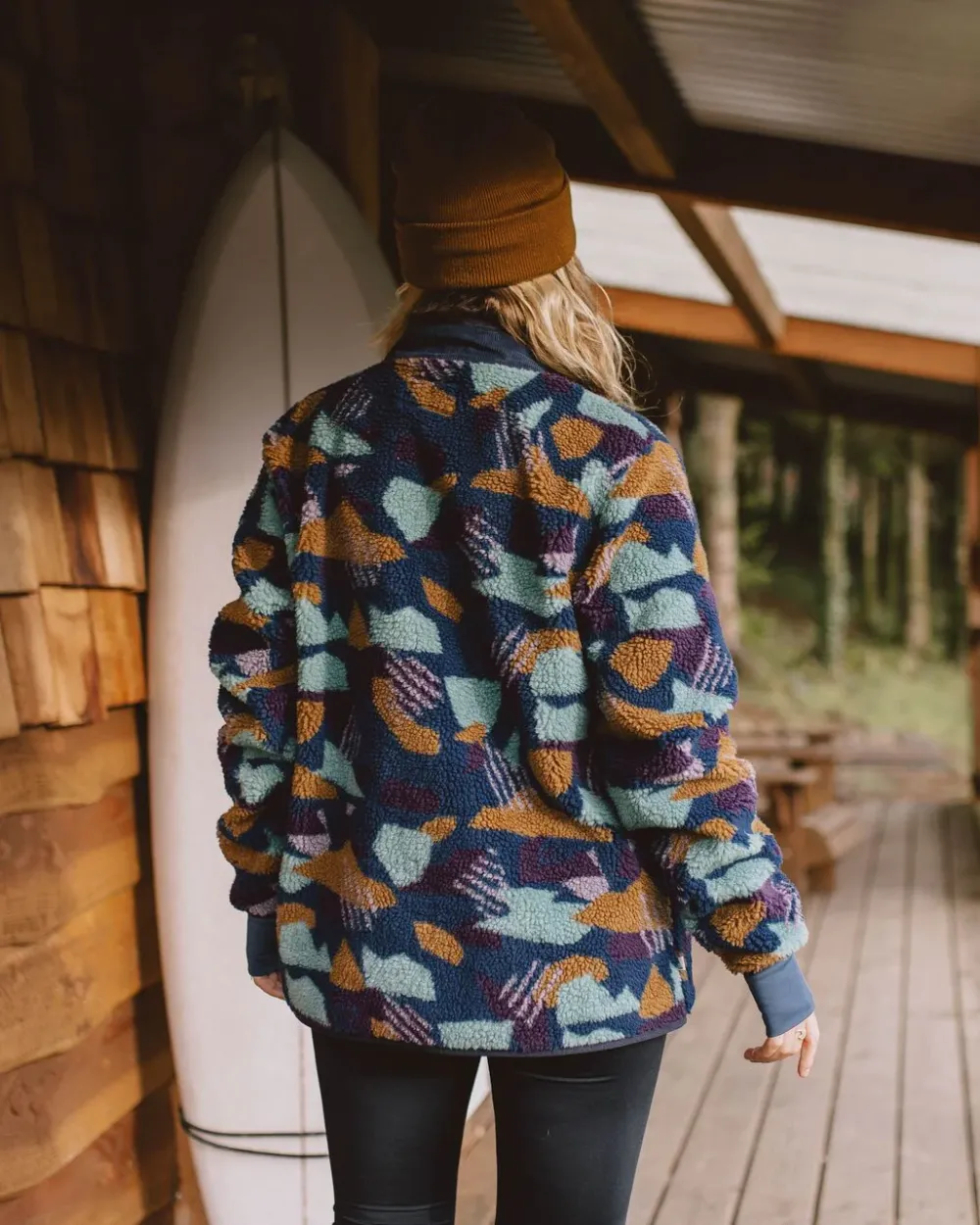Passenger Fleece|Fleece>Clover Recycled Deep-Pile Sherpa Fleece Deep Blue Camo Pattern