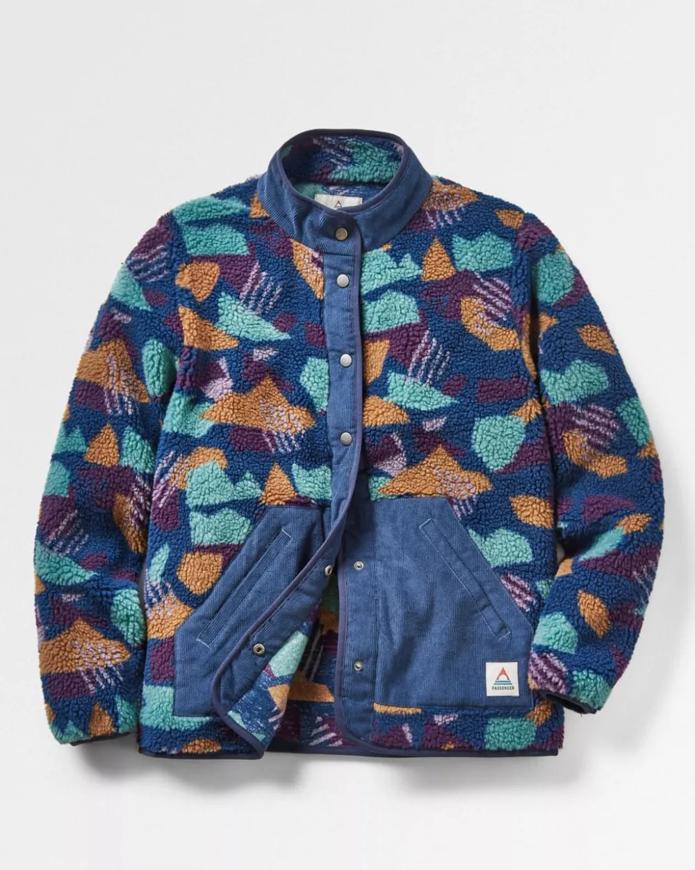 Passenger Fleece|Fleece>Clover Recycled Deep-Pile Sherpa Fleece Deep Blue Camo Pattern