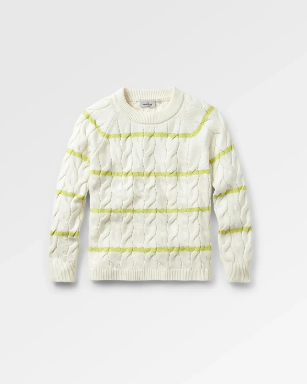 Passenger Knitwear|Winter Road Trip Essentials>Comfort Stripe Organic Knitted Jumper Lime Stripe