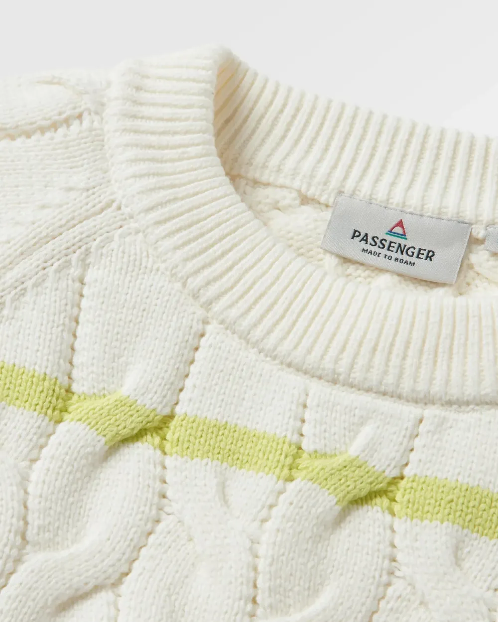 Passenger Knitwear|Winter Road Trip Essentials>Comfort Stripe Organic Knitted Jumper Lime Stripe