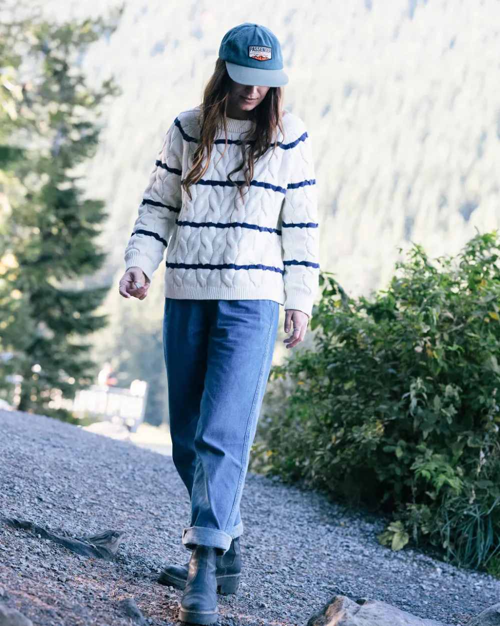 Passenger Dungarees & Pants|Women's Outlet>Compass Elasticated Waist Pants Washed Denim