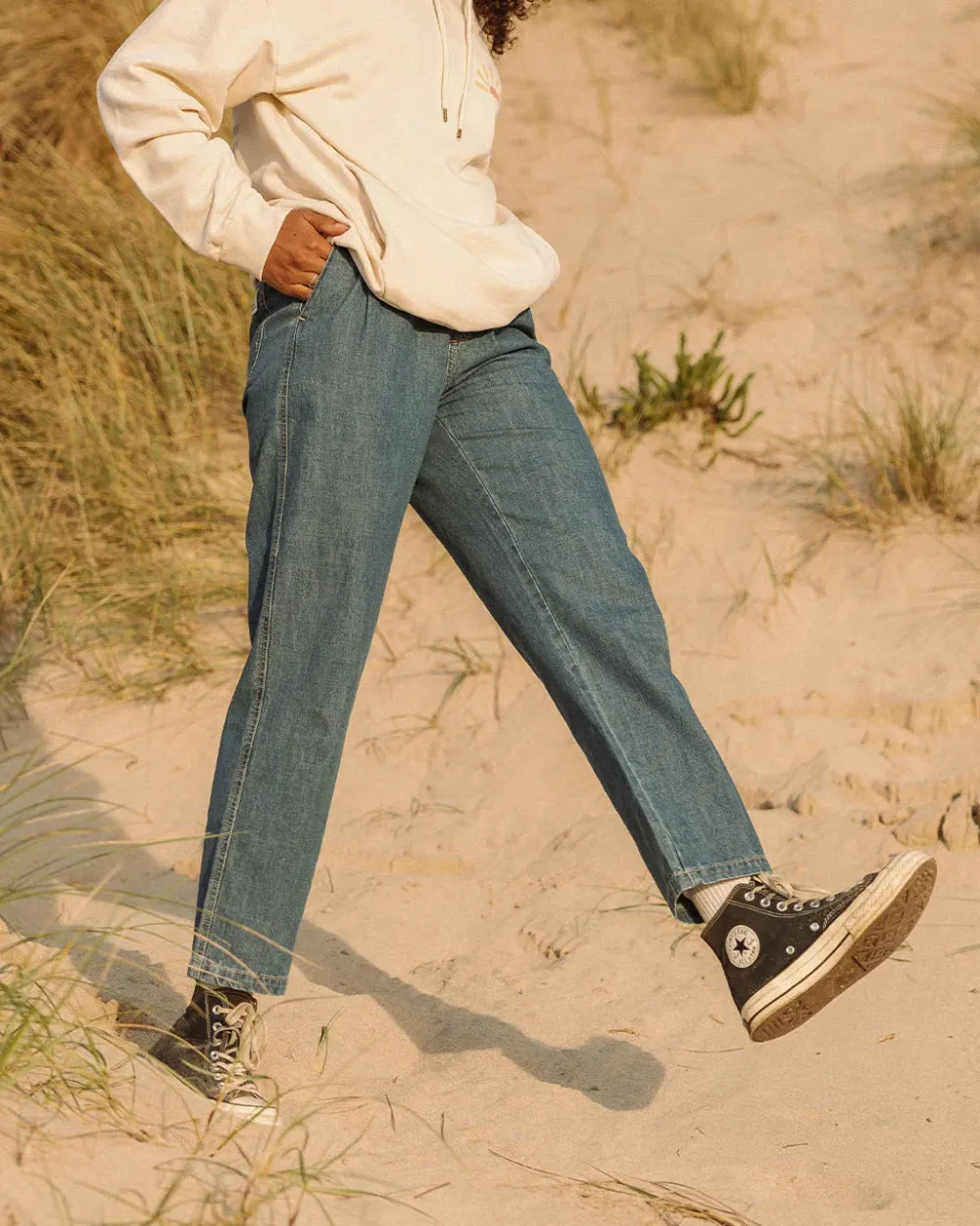 Passenger Dungarees & Pants|Women's Outlet>Compass Elasticated Waist Pants Washed Denim