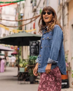 Passenger Shirts>Coral Denim Cotton Ls Shirt Washed Denim