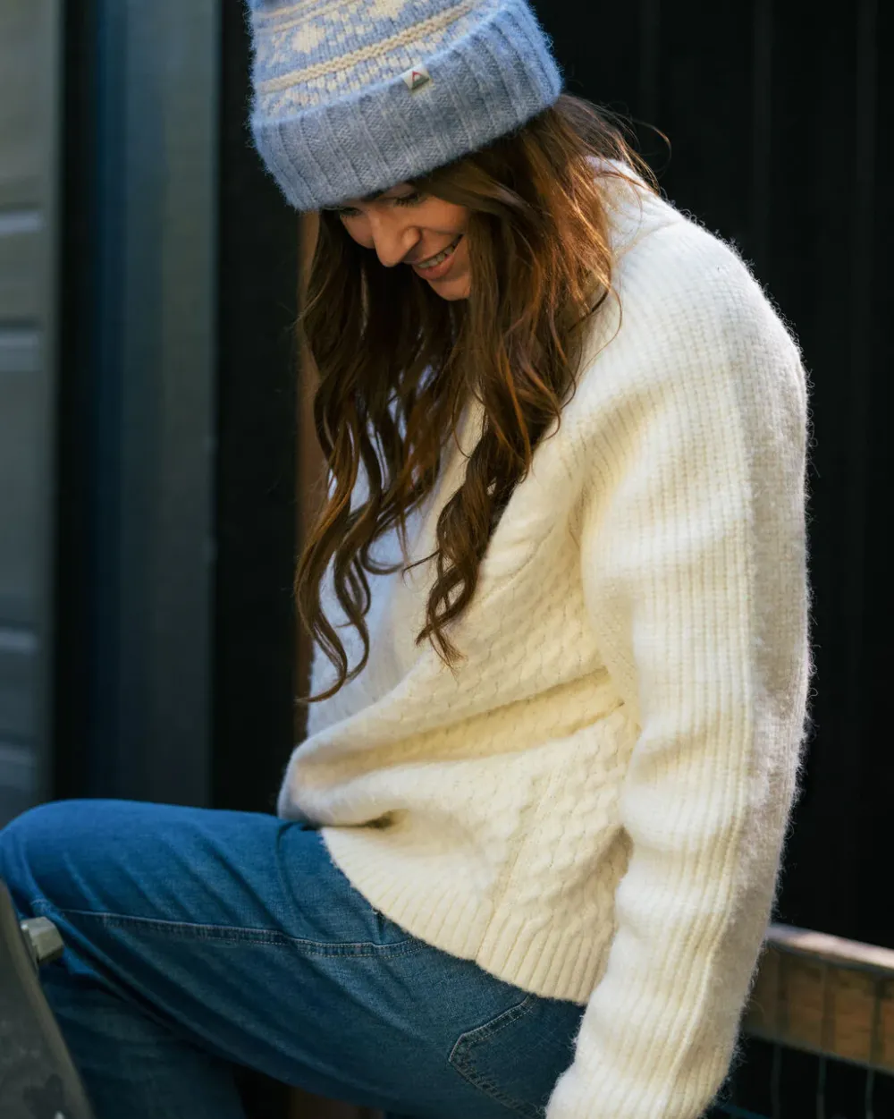 Passenger Knitwear|Women's Outlet>Cozy Cable Recycled Knitted Jumper Off White