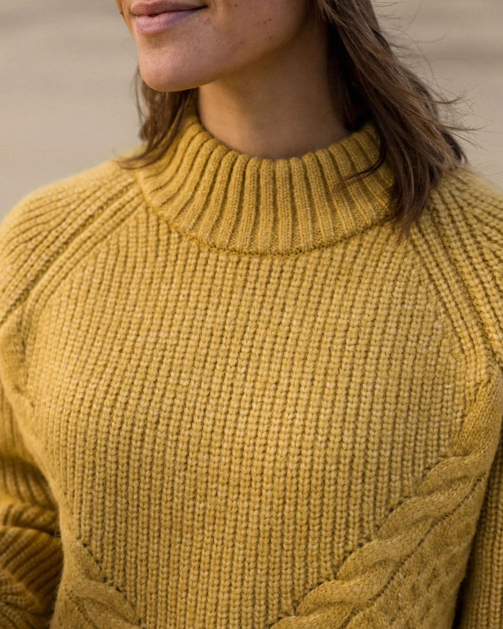 Passenger Knitwear|Women's Outlet>Cozy Cable Recycled Knitted Jumper Mustard Gold
