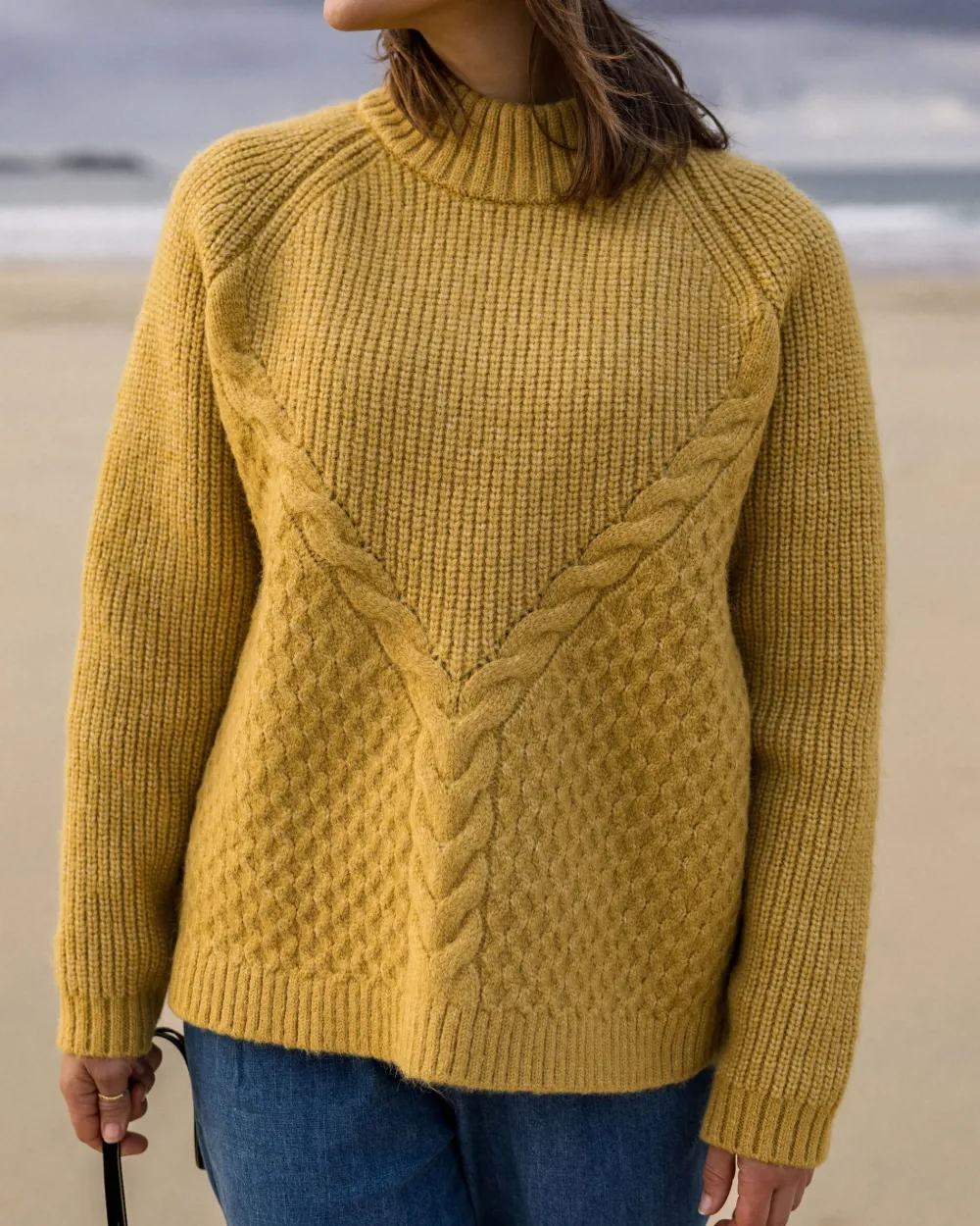 Passenger Knitwear|Women's Outlet>Cozy Cable Recycled Knitted Jumper Mustard Gold
