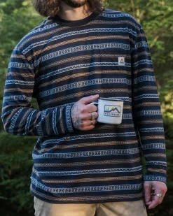 Passenger T-Shirts & Tank Tops|Men's Outlet>Crackle Organic Relaxed Fit LS T-Shirt Midnight Fairisle