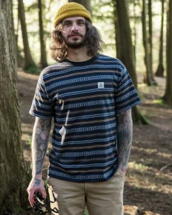 Floris van Bommel T-Shirts & Tank Tops|Men's Outlet>Crackle Organic Relaxed Fit T-Shirt Midnight Fairisle Stripe