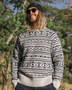 Passenger Knitwear|Men's Outlet>Cutback Fairisle Knitted Jumper Grey Marl