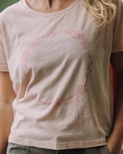 Passenger Tops & T-Shirts|Women's Outlet>Daisy Chain Recycled Cotton T-Shirt Peach Whip