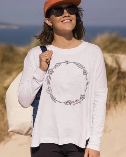 Passenger Tops & T-Shirts|Women's Outlet>Daisy Chain Recycled Cotton LS T-Shirt White