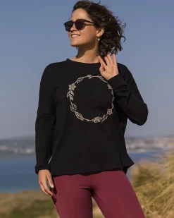 Passenger Tops & T-Shirts|Women's Outlet>Daisy Chain Recycled Cotton LS T-Shirt Black