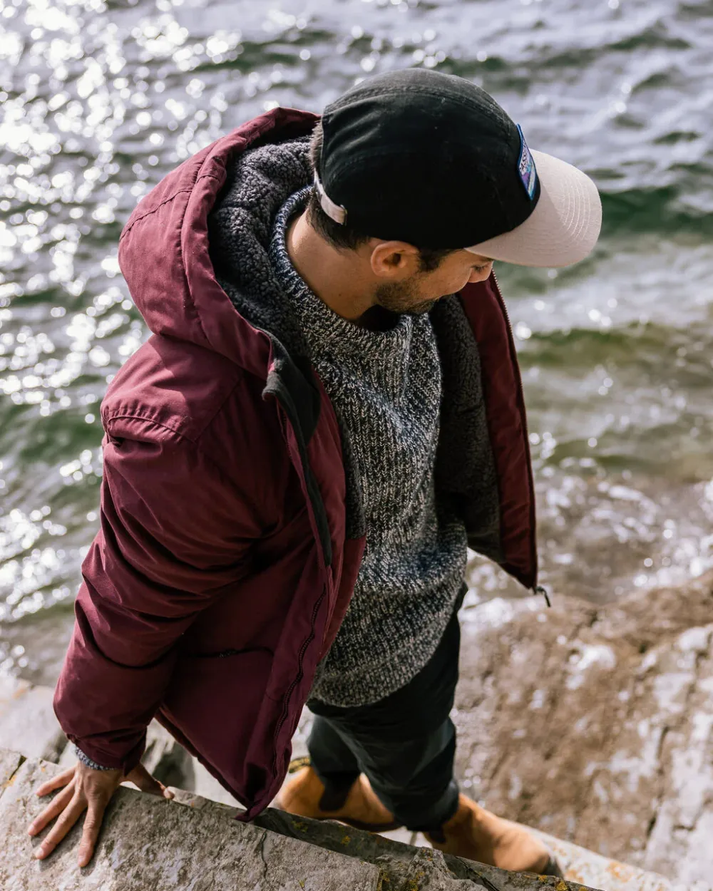 Passenger Men's Outlet|Men's>Discover Recycled Sherpa Lined Jacket Wine