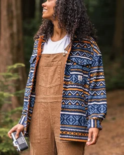 Passenger Shirts|Fleece>East Recycled Polar Oversized Shirt Homespun Stripe Navy