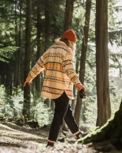 Passenger Shirts|Fleece>East Recycled Polar Oversized Shirt Homespun Stripe Sunrise Orange