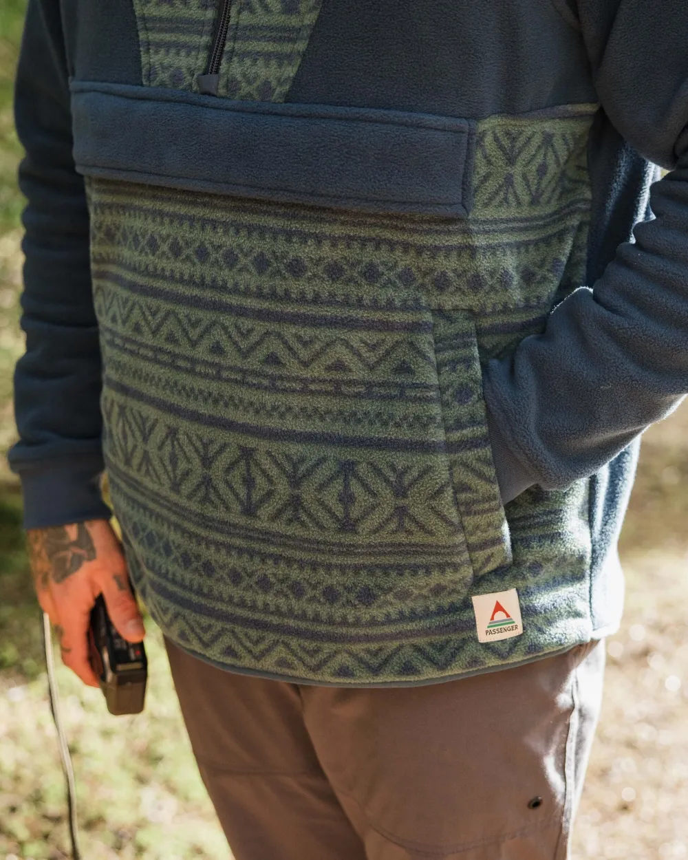 Passenger Fleece|Fleece>Edge Hooded 1/2 Zip Polar Fleece Nordic Geo Deep Ocean