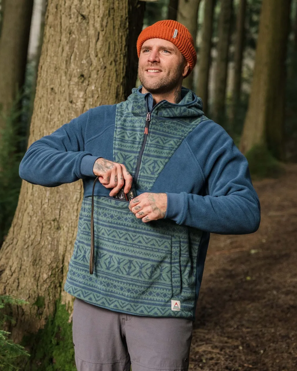 Passenger Fleece|Fleece>Edge Hooded 1/2 Zip Polar Fleece Nordic Geo Deep Ocean